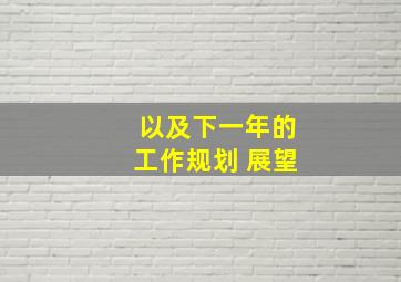 以及下一年的工作规划 展望